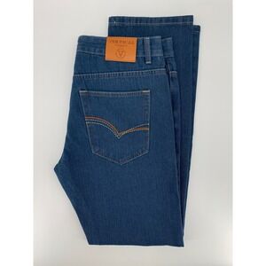 Vertical Jeans Mens 36x32 Blue Solid Straight Leg‎ Western Denim Pants NEW